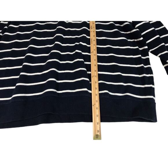 Lands End Sweater Mens Size 4XL Bedford Rib 1/4 Zip Blue Stripe 100% Cotton - Picture 9 of 12